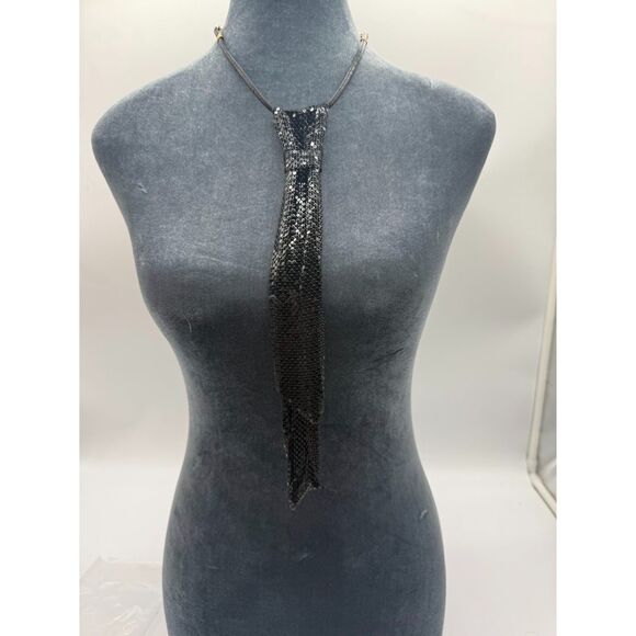 Jewelry - Black neck tie gold tone black cord
